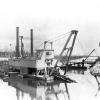 One of the first dredges employed to open the shallow St. Lucie River inlet so that coastal freighters could pick up and deliver cargo. 